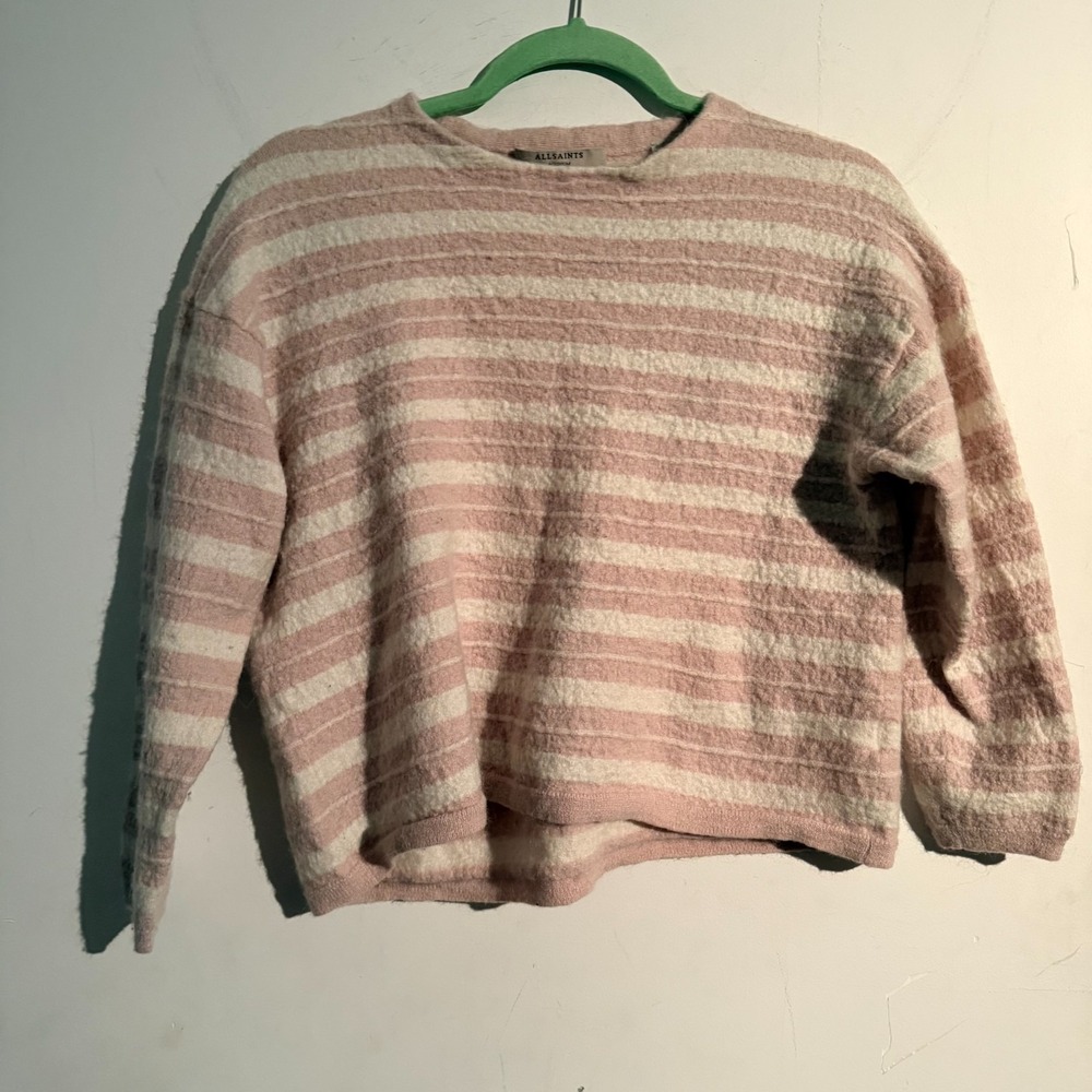 All Saints Medium‎ Striped Sweater Alpaca Wool Blend Quiet Luxury Soft Girl